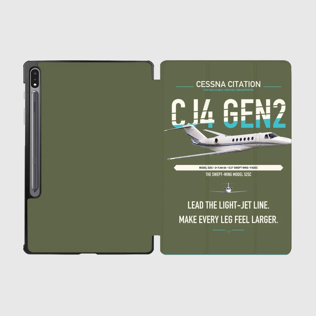 Cessna Citation CJ4 Gen2 design on green army samsung tablet tablet case