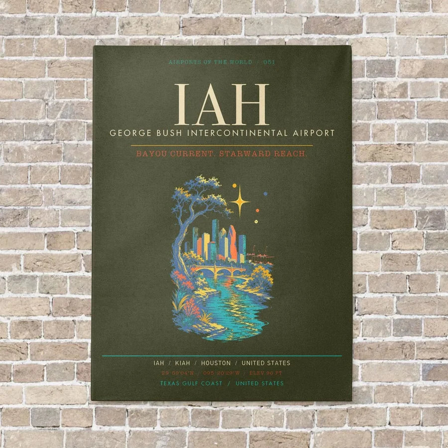 Houston George Bush Intercontinental Airport IAH - Canvas Framed - Green Army