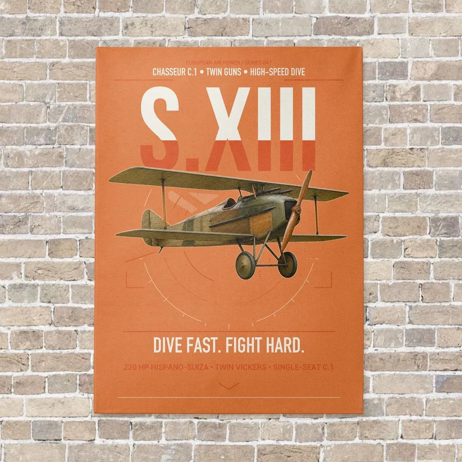 SPAD S.XIII C.1 vertical canvas print - no frame - orange background