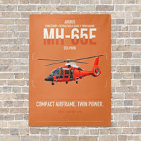 Thumbnail for Airbus MH-65E Dolphin vertical canvas print - no frame - orange background