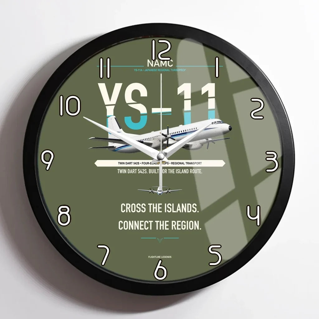 NAMC YS-11A design on green army framed wall clock