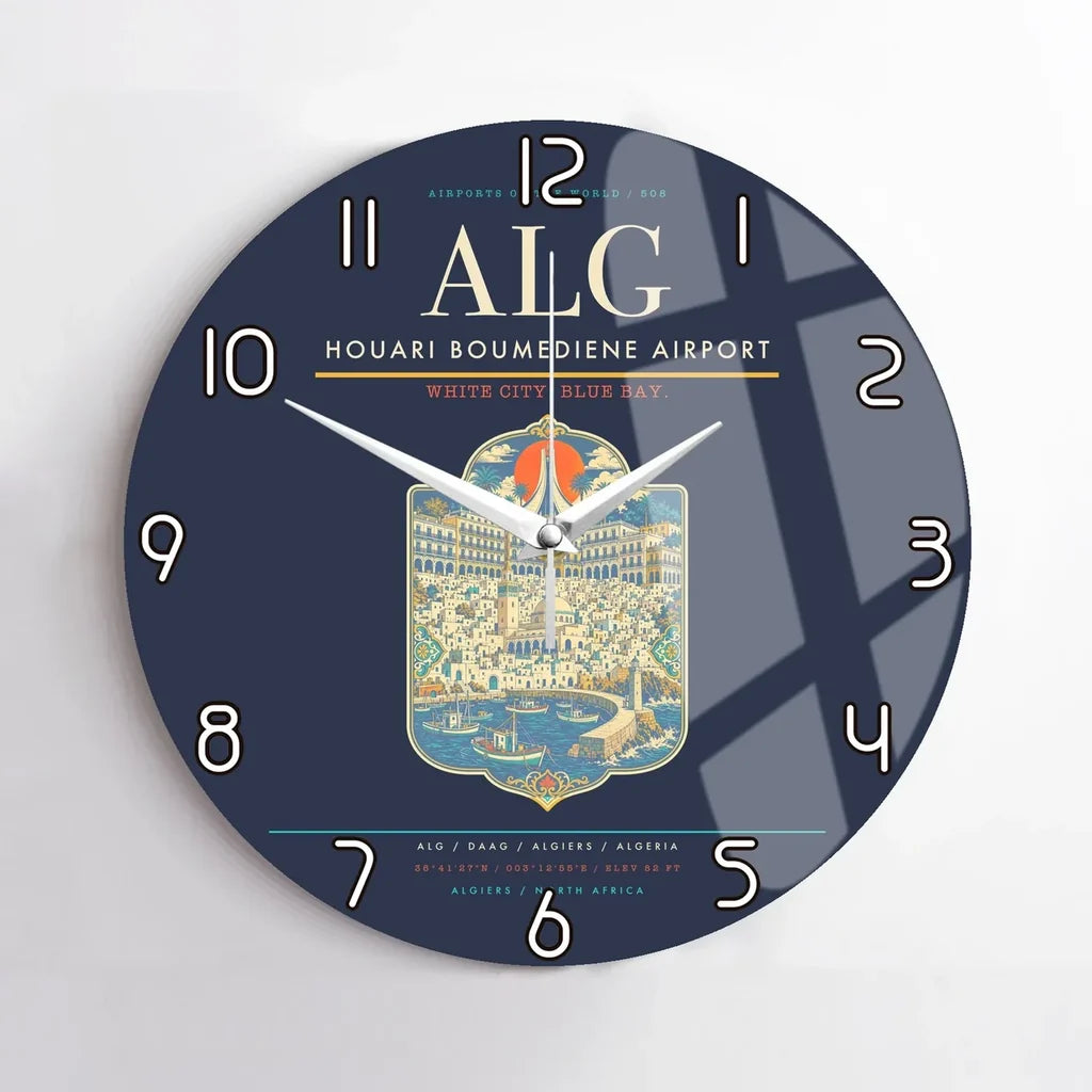 Houari Boumediene Airport ALG Wall-Clock No-Frame - Navy Blue