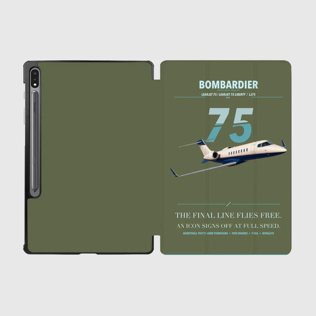 Bombardier Learjet 75 Liberty design on green army samsung tablet tablet case