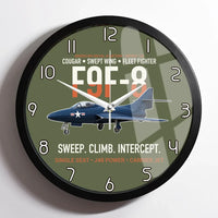 Thumbnail for F9F-8 Cougar Swept Wing Carrier Fighter design on green army framed wall clock