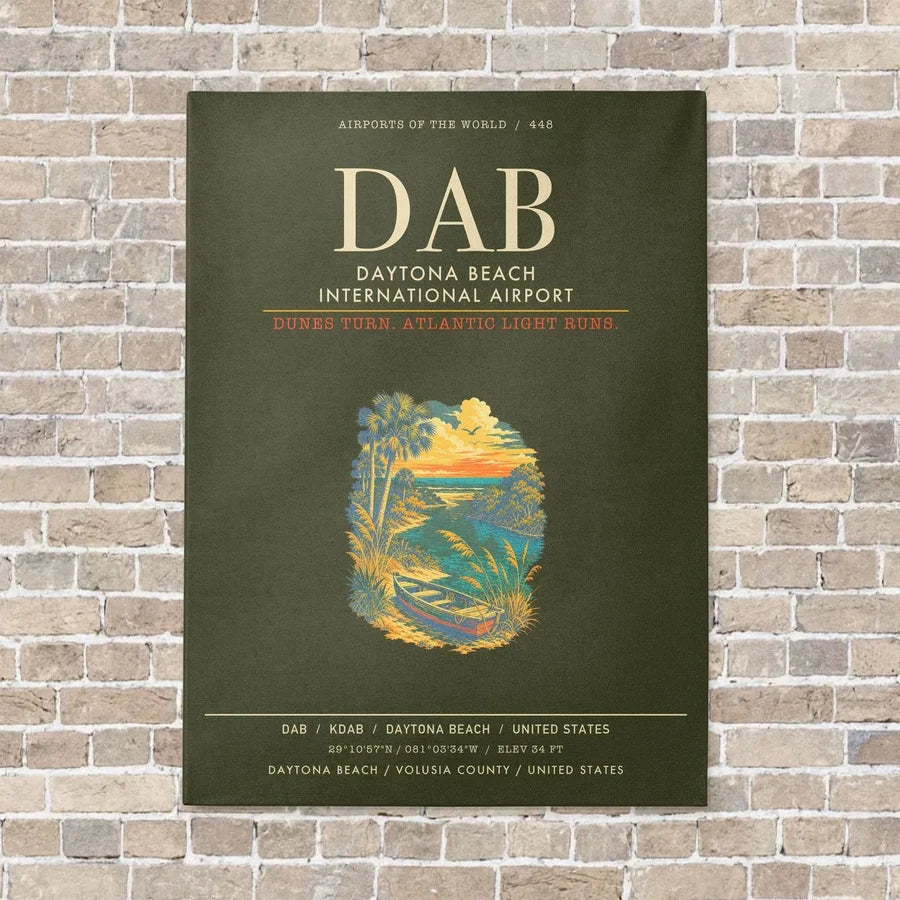 Daytona Beach International Airport DAB - Canvas Framed - Green Army