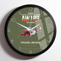 Thumbnail for Leonardo AW189 design on green army framed wall clock