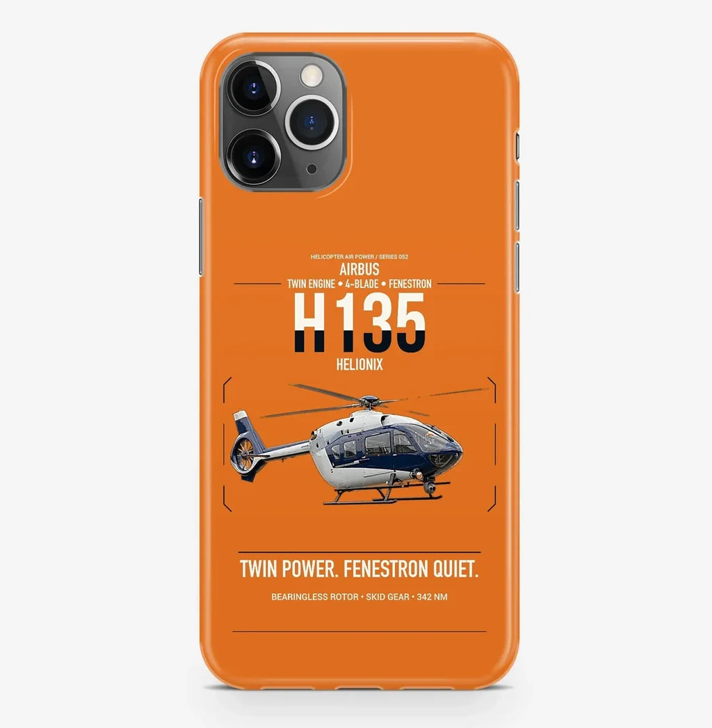 Airbus H135 design on orange magsafe iphone case, for iPhone Pro Max