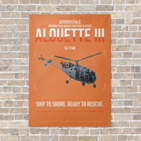 Thumbnail for Aérospatiale SA 316B Alouette III vertical canvas print - no frame - orange background