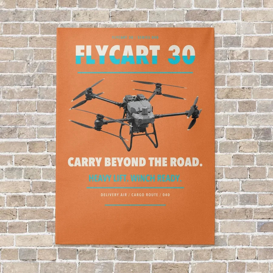 DJI FlyCart 30 vertical canvas print - no frame - orange background