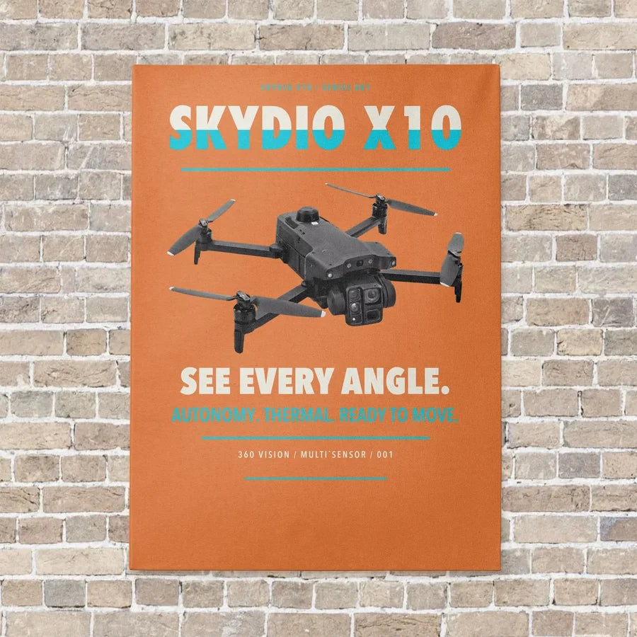 Skydio X10 vertical canvas print - no frame - orange background