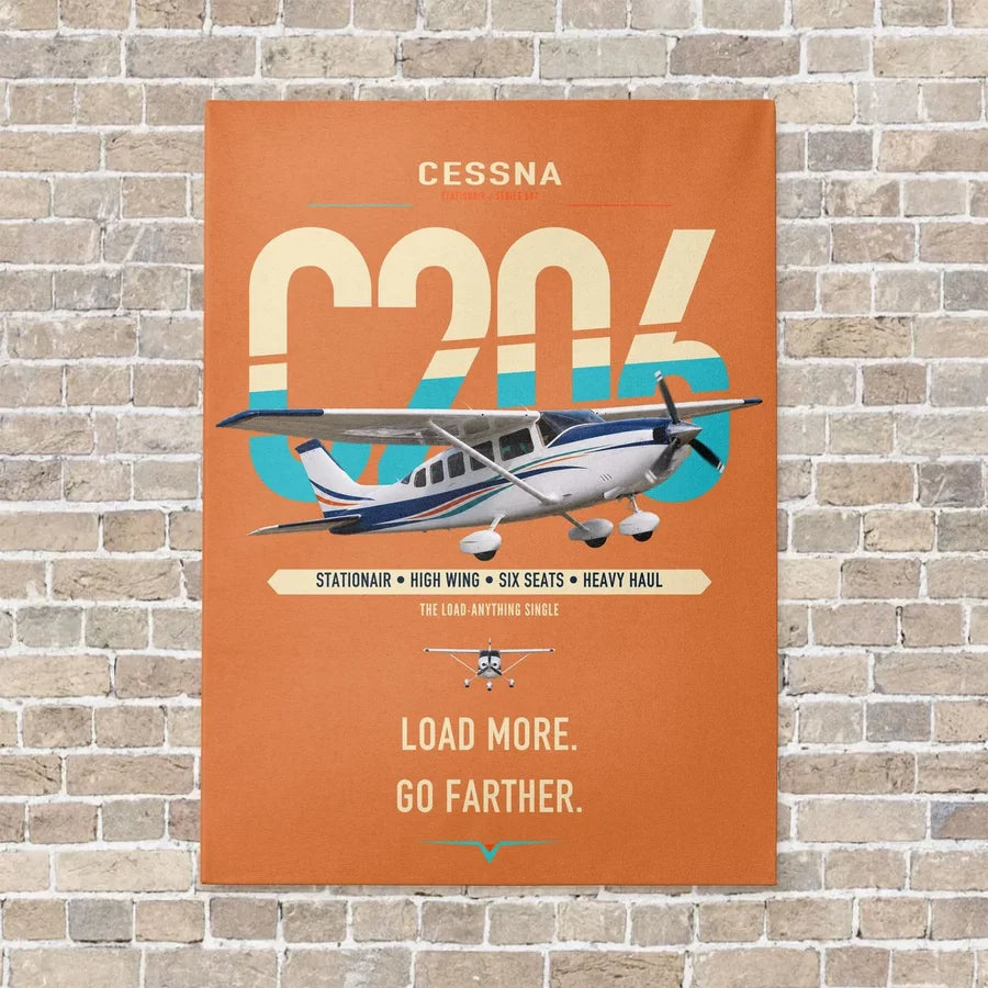 Cessna 206 Stationair vertical canvas print - no frame - orange background
