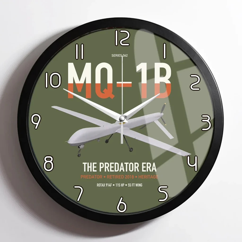 MQ-1B Predator design on green army framed wall clock