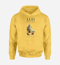 Thumbnail for Langeoog Airport (LGO) design on yellow hoodie single-side print