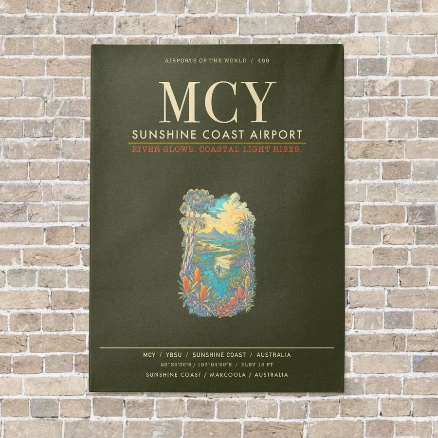 Sunshine Coast Airport MCY - Canvas Framed - Green Army