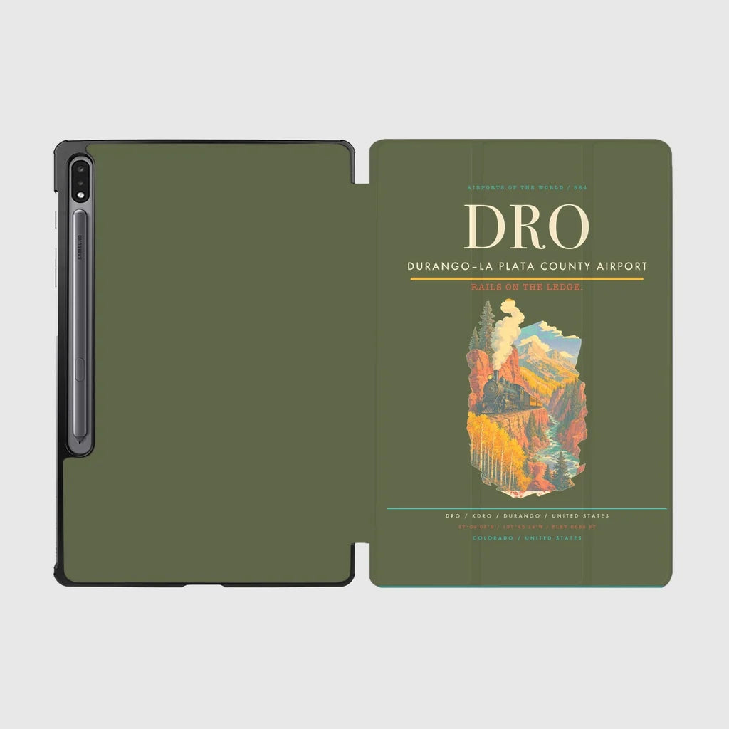 Durango–La Plata County Airport (DRO) design on green army samsung tablet tablet case