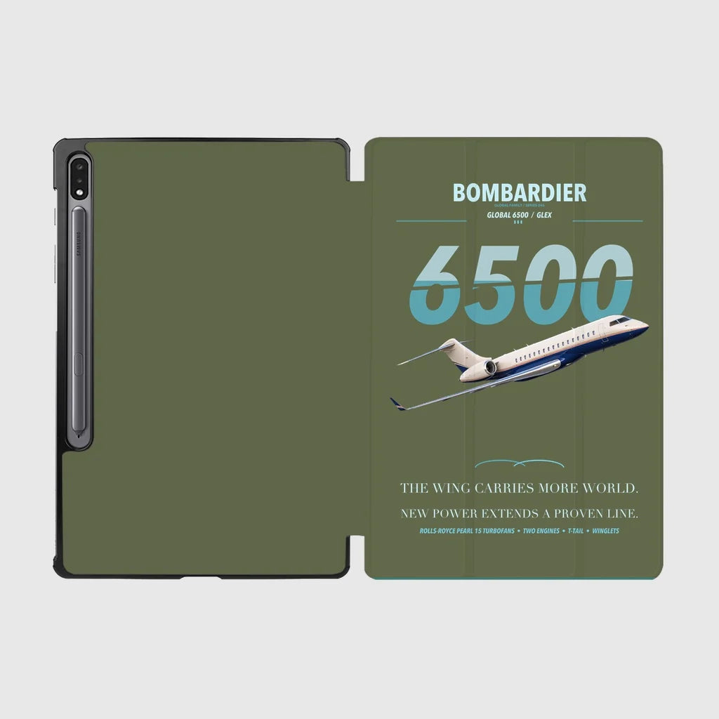 Bombardier Global 6500 design on green army samsung tablet tablet case