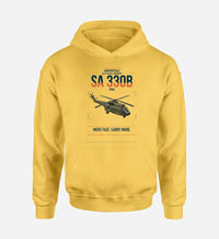 Thumbnail for Aérospatiale SA 330B Puma design on yellow double-side hoodie, single-side print