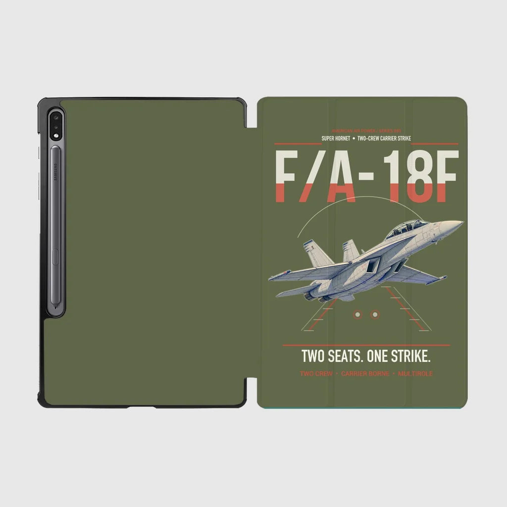 F-A-18F Super Hornet design on green army samsung tablet tablet case