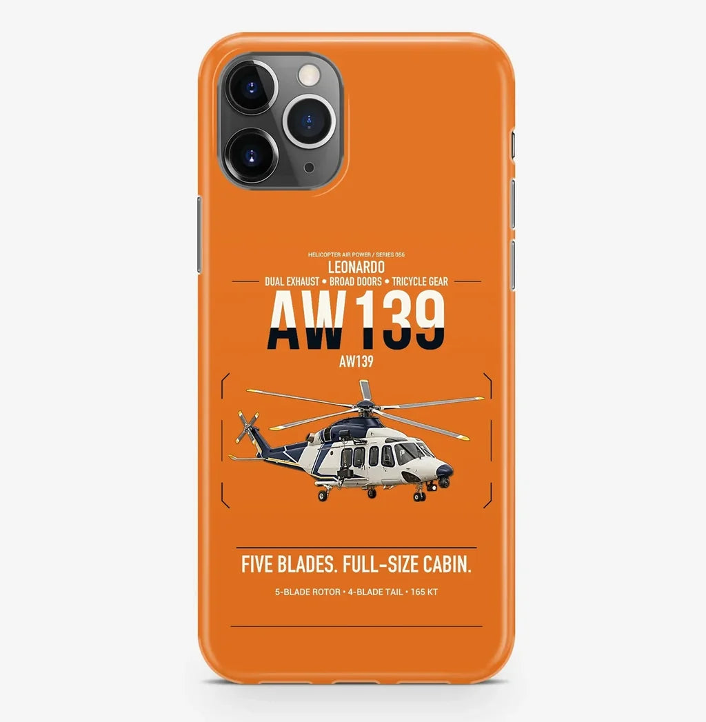 Leonardo AW139 design on orange magsafe iphone case, for iPhone Pro Max