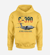 Thumbnail for C-390 Millennium design on yellow double-side hoodie, single-side print