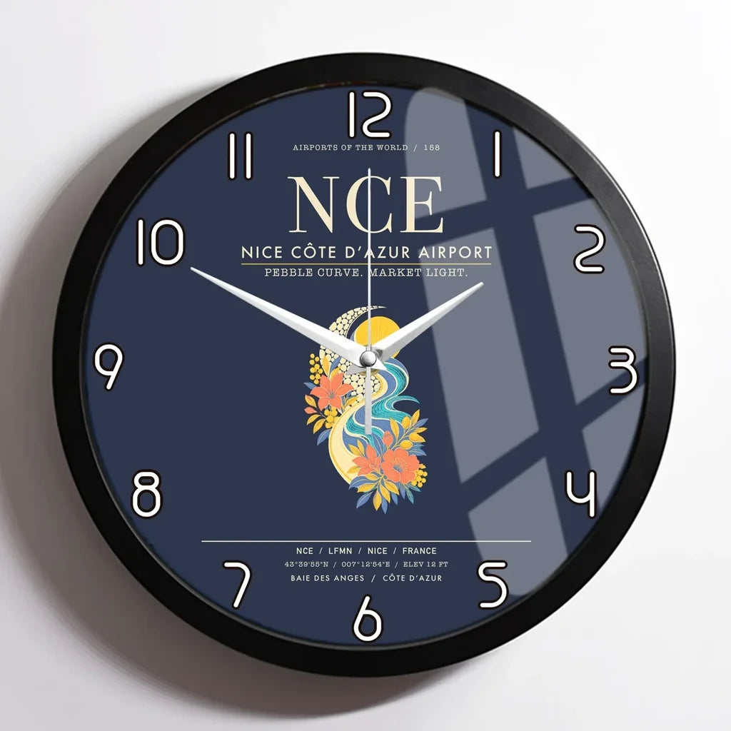Nice Cote dAzur Airport NCE Wall-Clock Framed - Navy Blue