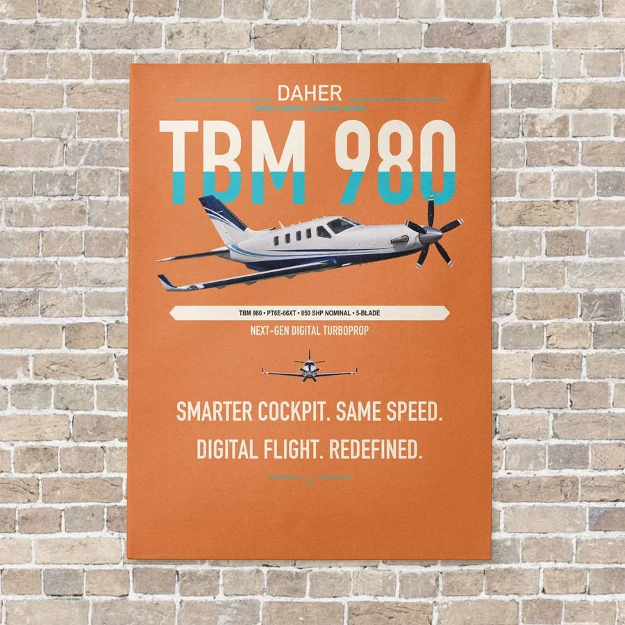 Daher TBM 980 vertical canvas print - no frame - orange background