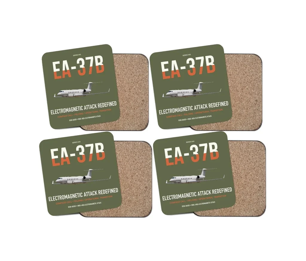 EA-37B Compass Call design on green army 4 pieces set coaster