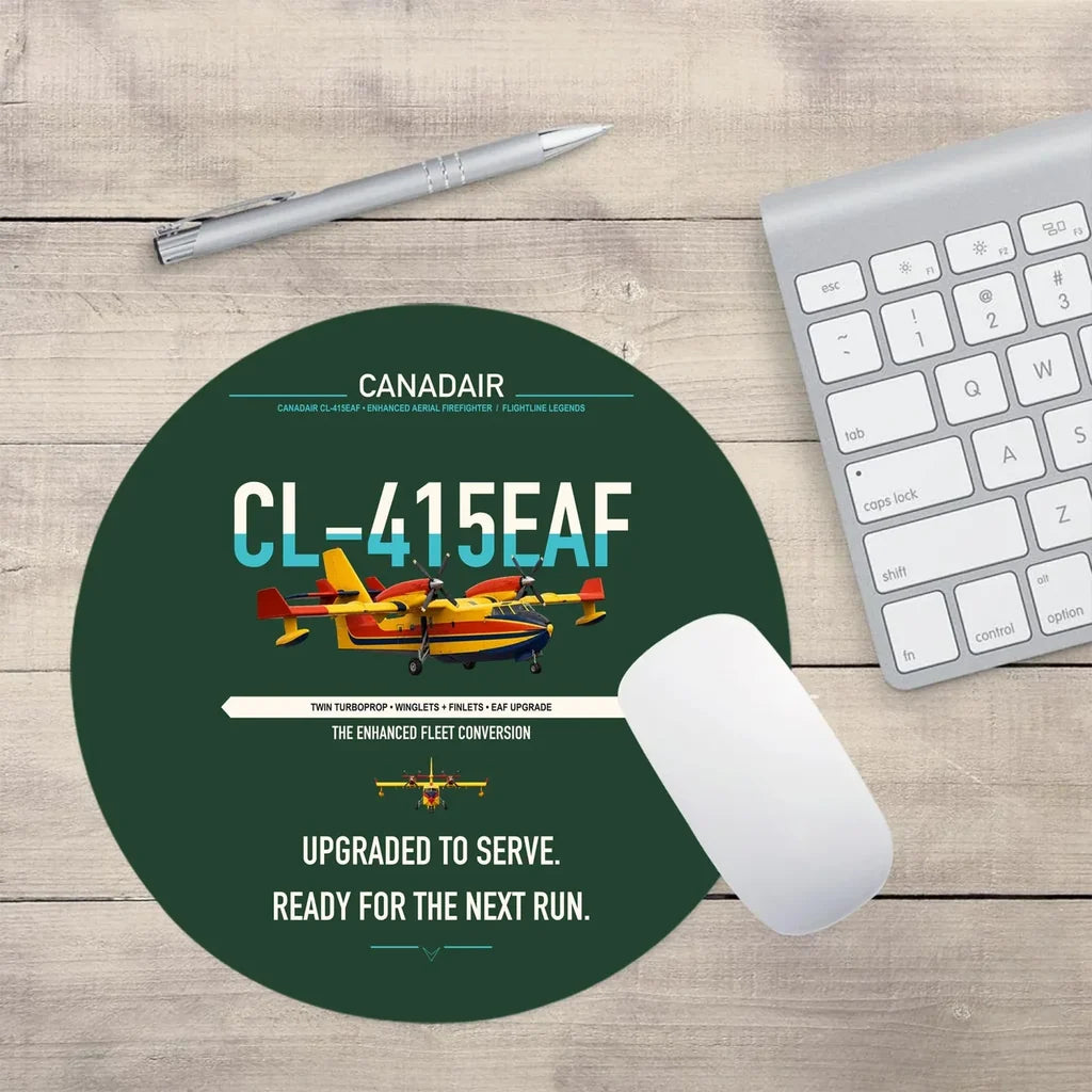 Canadair CL-415EAF design on dark green round mouse pad