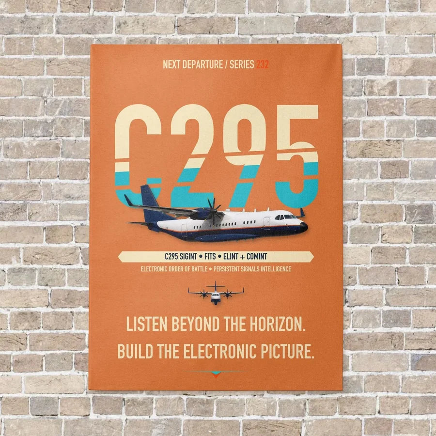 Airbus C295 SIGINT vertical canvas print - no frame - orange background