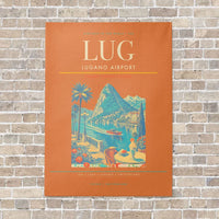 Thumbnail for Lugano Airport LUG vertical canvas print - no frame - orange background