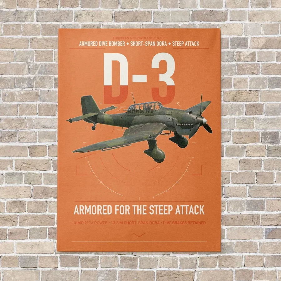 Junkers Ju 87D-3 vertical canvas print - no frame - orange background
