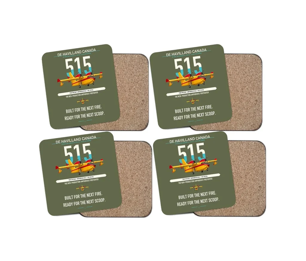 De Havilland Canadair 515 design on green army 4 pieces set coaster