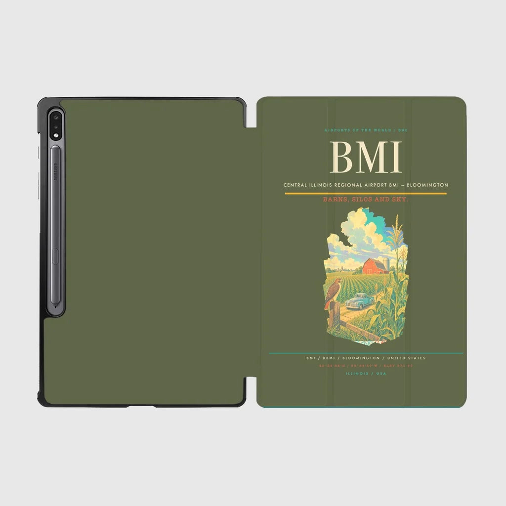 Central Illinois Regional Airport (BMI) design on green army samsung tablet tablet case