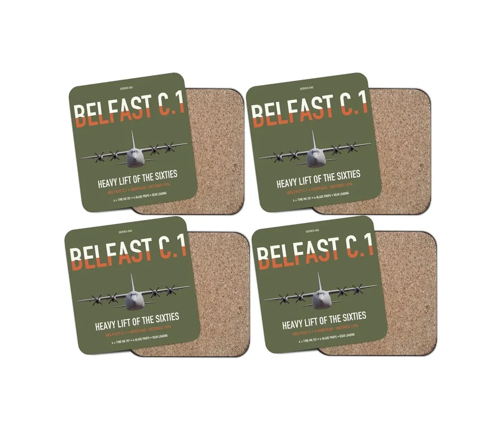 Short Belfast C.1 design on green army 4 pieces set coaster
