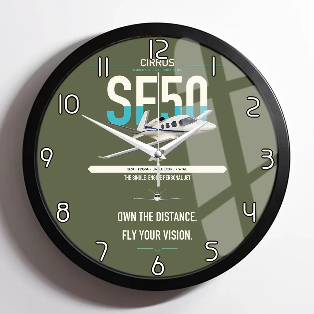 Cirrus Vision Jet G2+ design on green army framed wall clock