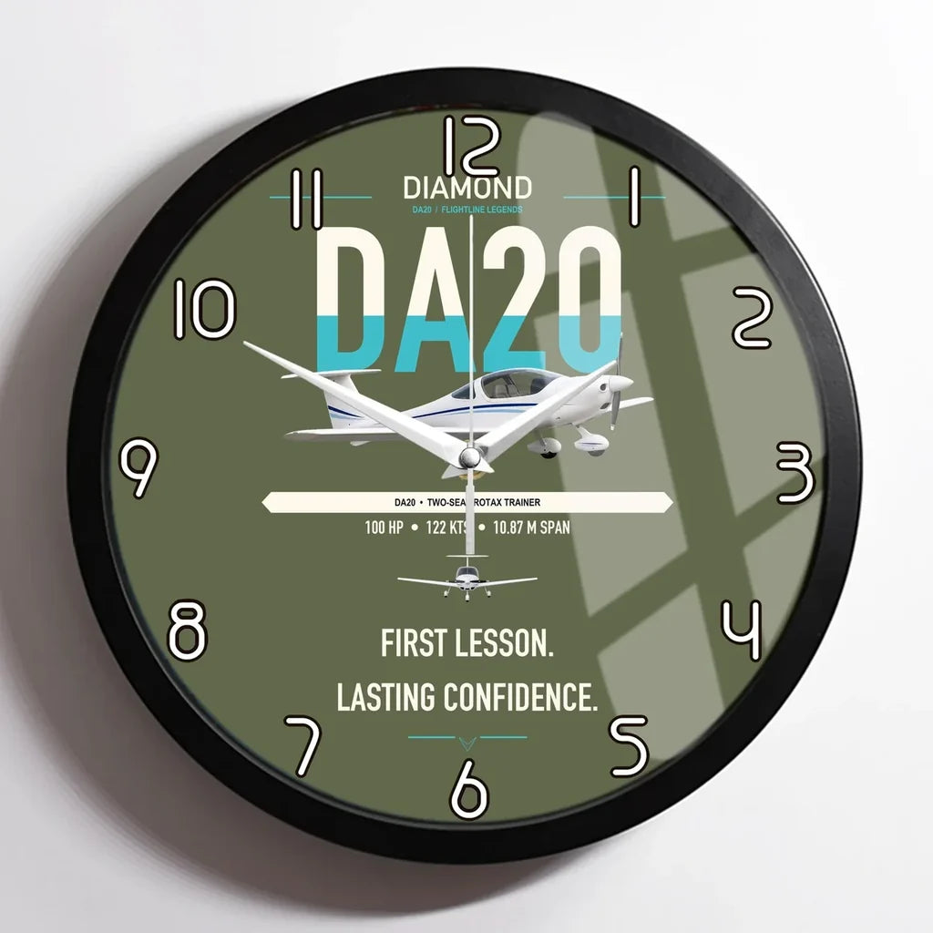 Diamond DA20 design on green army framed wall clock