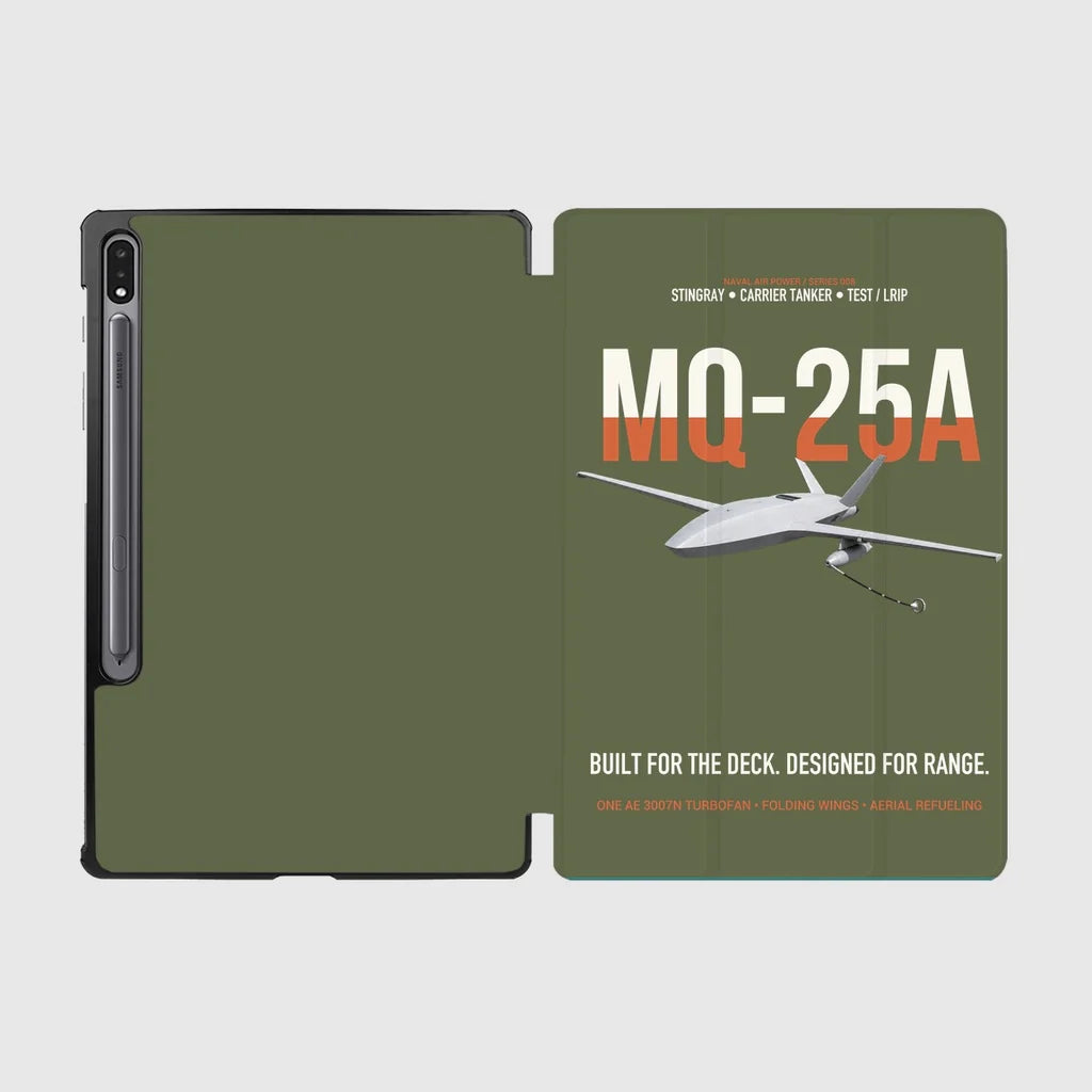 MQ-25A STINGRAY design on green army samsung tablet tablet case