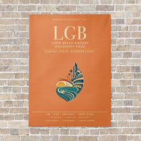 Thumbnail for Long Beach Airport (Daugherty Field) LGB vertical canvas print - no frame - orange background