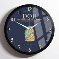 Thumbnail for Doha Hamad International Airport DOH Wall-Clock Framed - Navy Blue