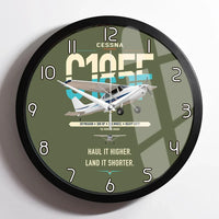 Thumbnail for Cessna A185F Skywagon design on green army framed wall clock