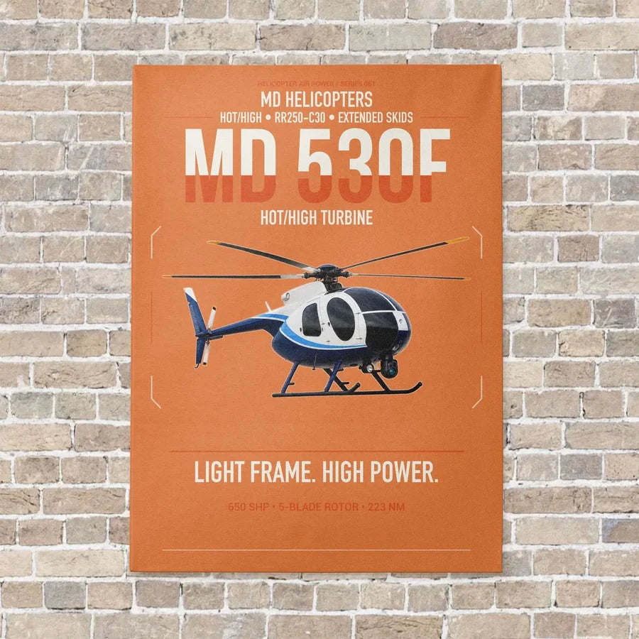 MD Helicopters MD 530F vertical canvas print - no frame - orange background
