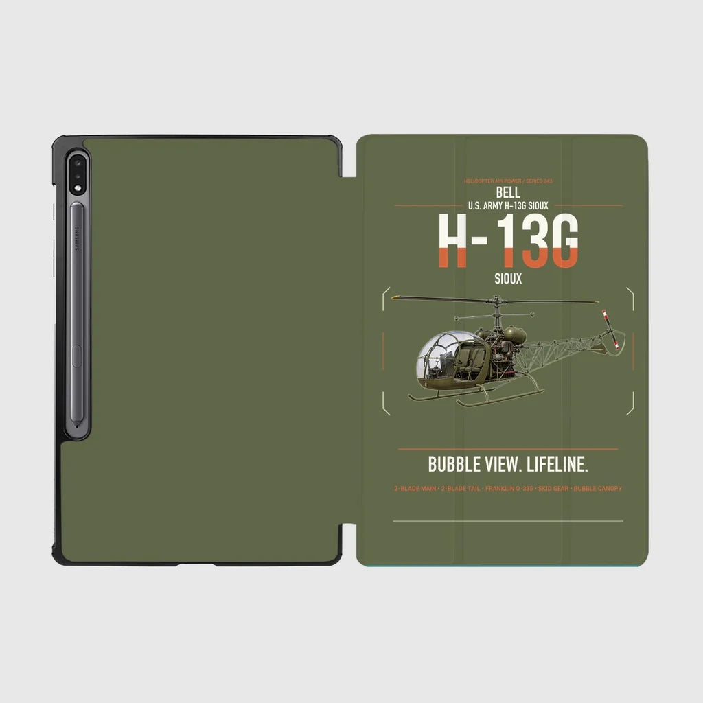 Bell H-13G Sioux design on green army samsung tablet tablet case