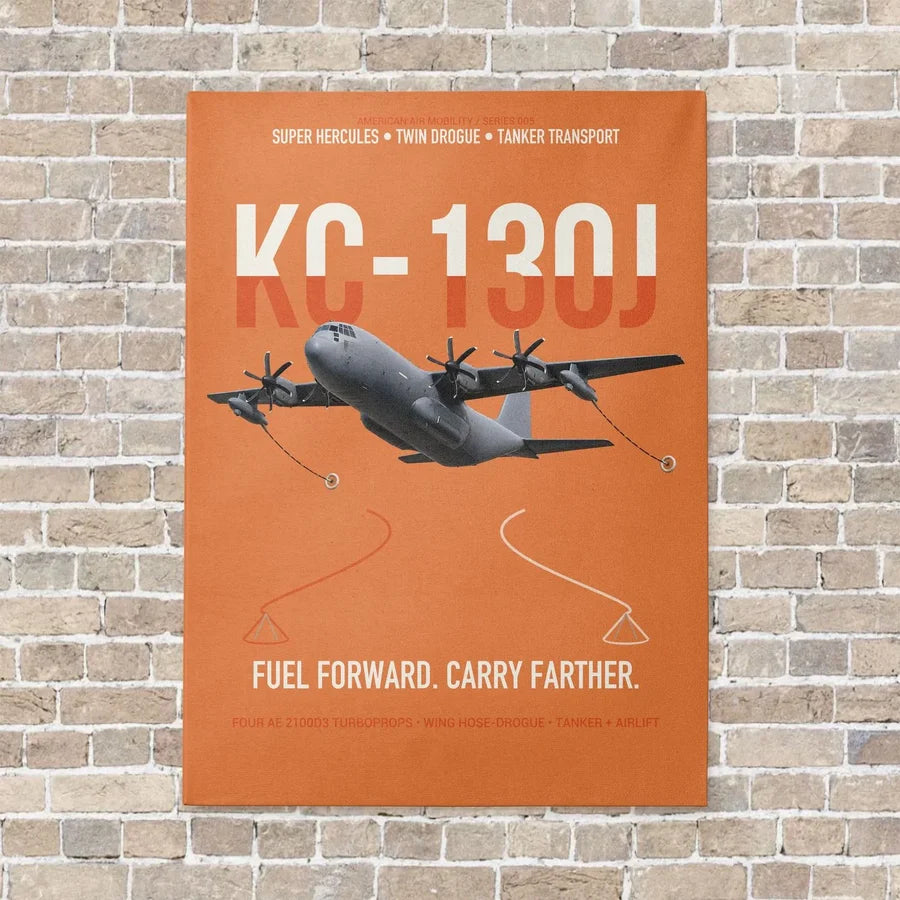 KC-130J SUPER HERCULES vertical canvas print - no frame - orange background