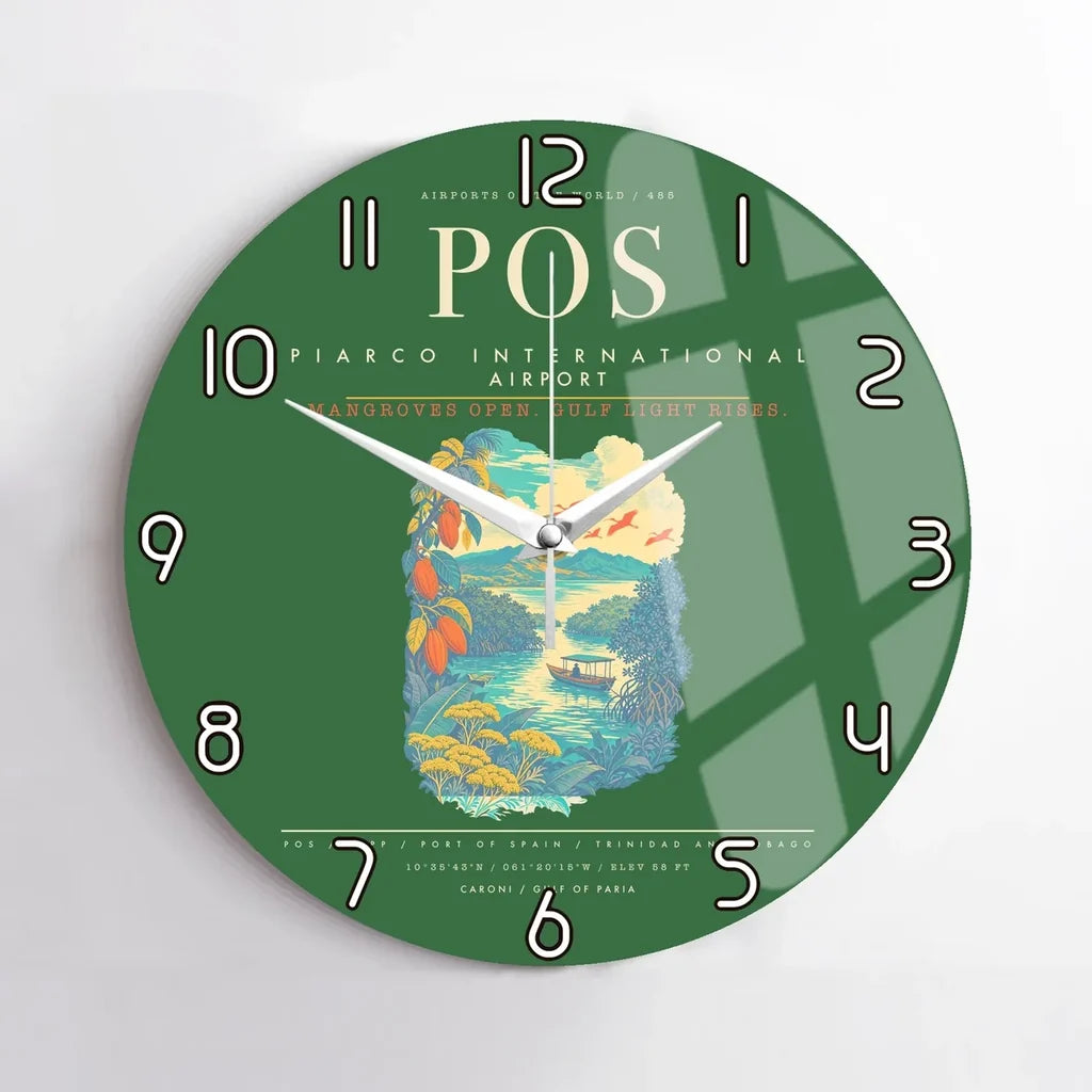 Piarco International Airport POS Wall-Clock No-Frame - Green