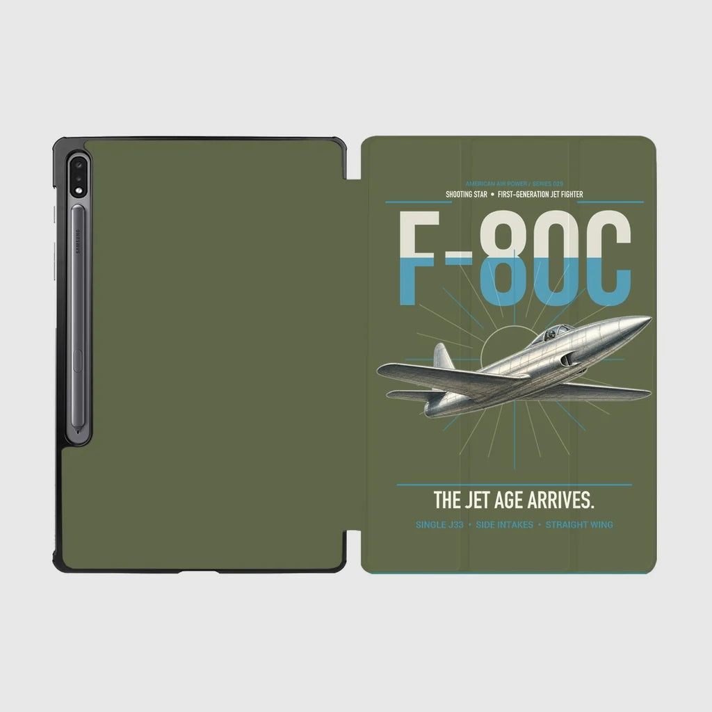 F-80C Shooting Star design on green army samsung tablet tablet case