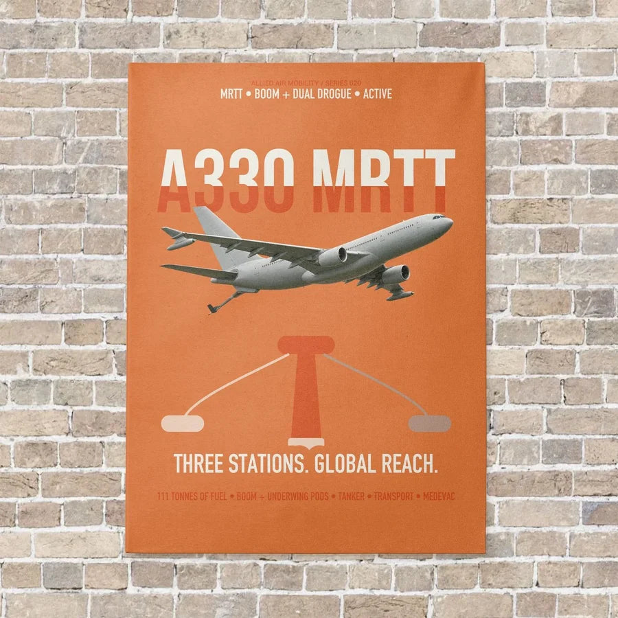 Airbus A330 MRTT vertical canvas print - no frame - orange background