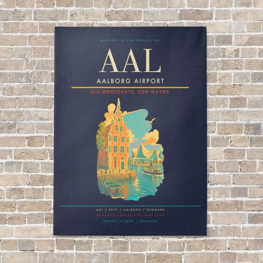 Aalborg Airport AAL - Canvas No Frame - Navy Blue