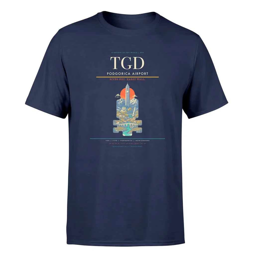 Podgorica Airport (TGD) Premium T-Shirt Navy Blue