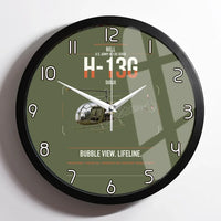 Thumbnail for Bell H-13G Sioux design on green army framed wall clock