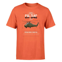 Thumbnail for Sikorsky CH-34C Choctaw design on orange t-shirt, single-side print